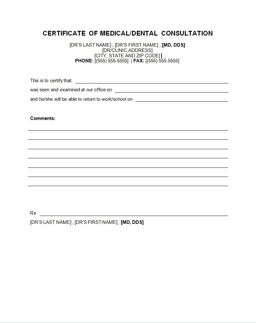 21+ Best Doctor Note Templates and Certificates in 21: Free and In Dentist Note Template