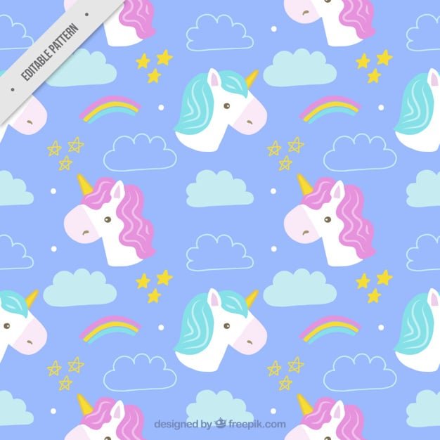  Hand drawn cute unicorns patterns 