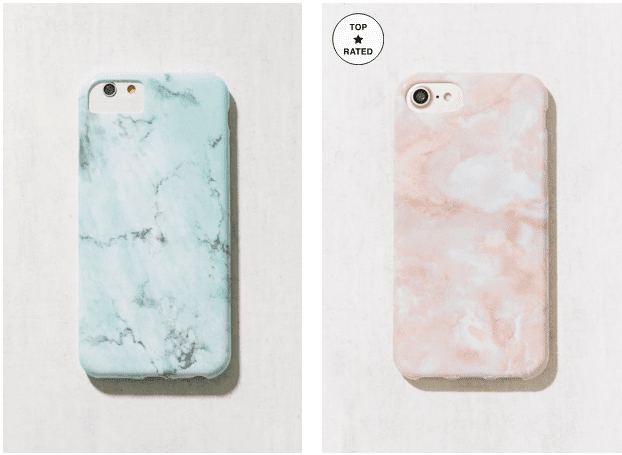 Marble marine and pink phone cases.