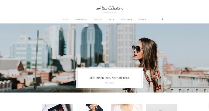 AliceBurton - Personal Blog Elementor WordPress Theme