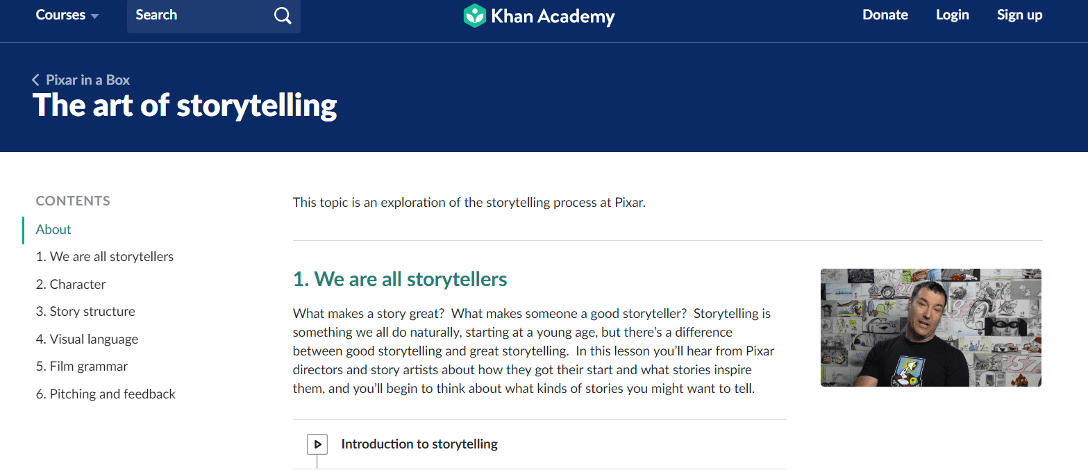 Pixar Storytelling Course.