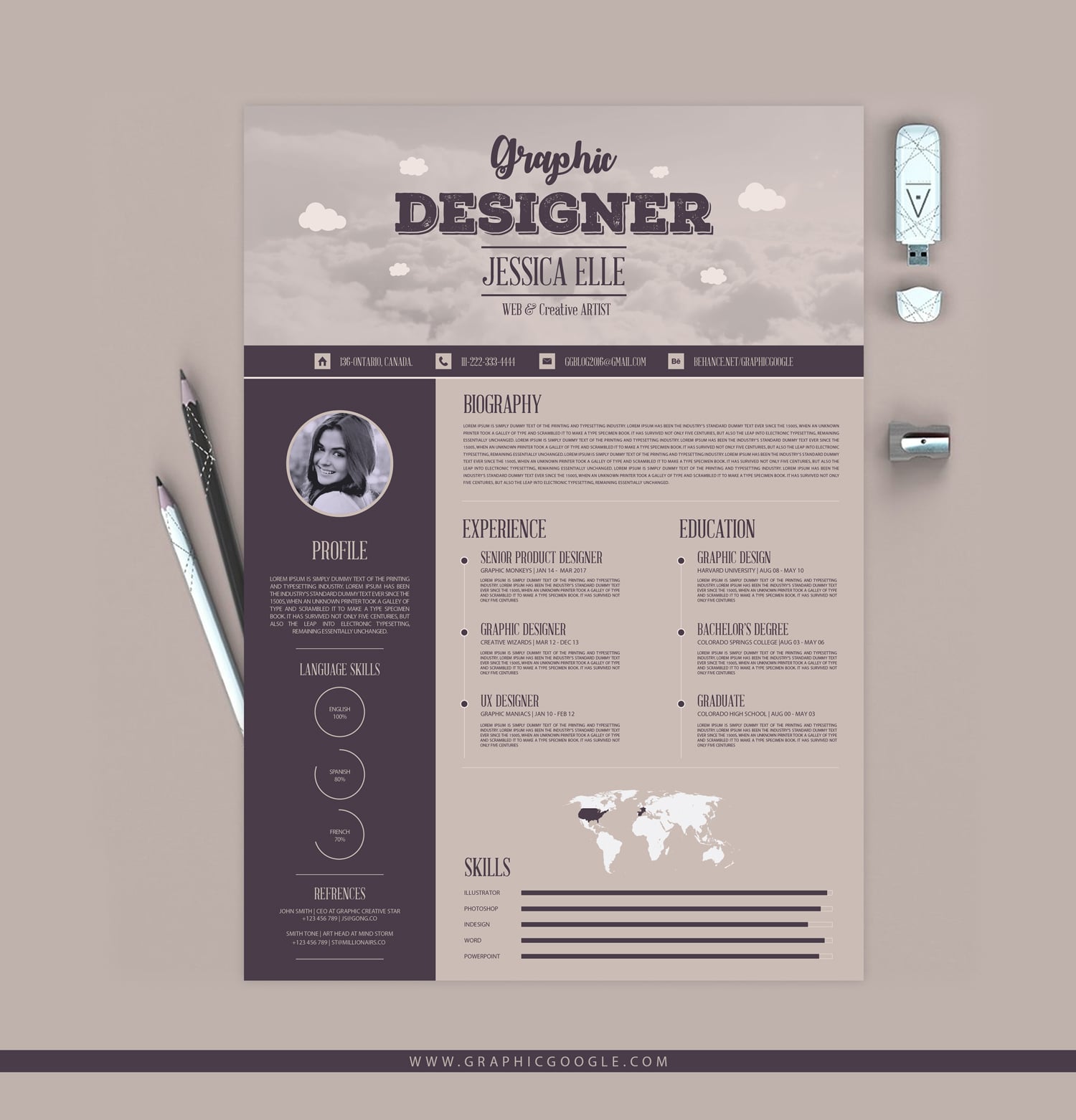 Free Creative Vintage Resume Design Template For Designers