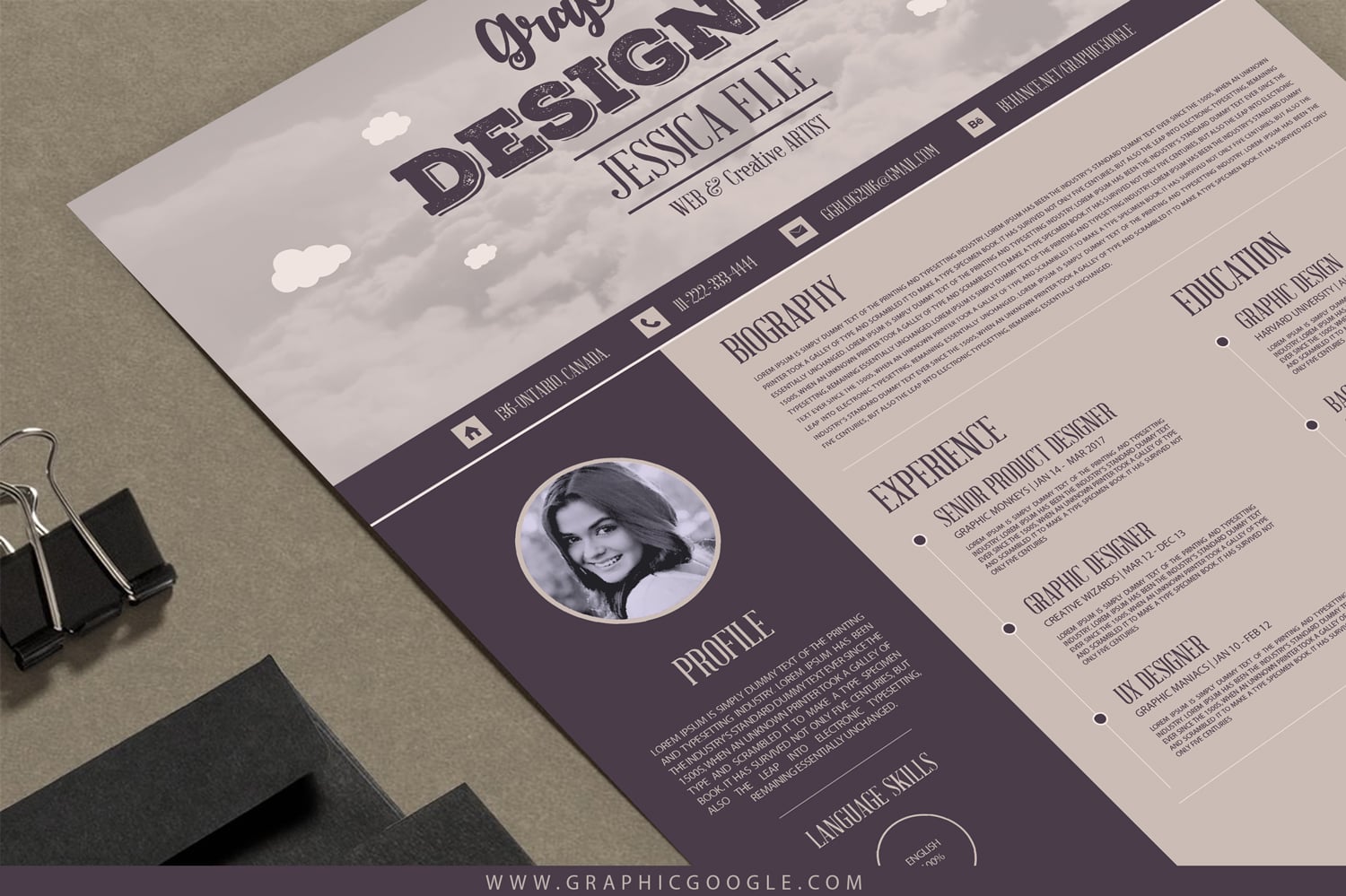 Free Creative Vintage Resume Design Template For Designers