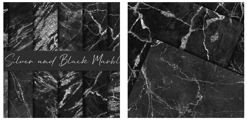 Black marble backgrounds with glittering marks and veins.
