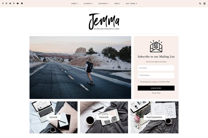 WordPress Theme, Feminine, Jemma