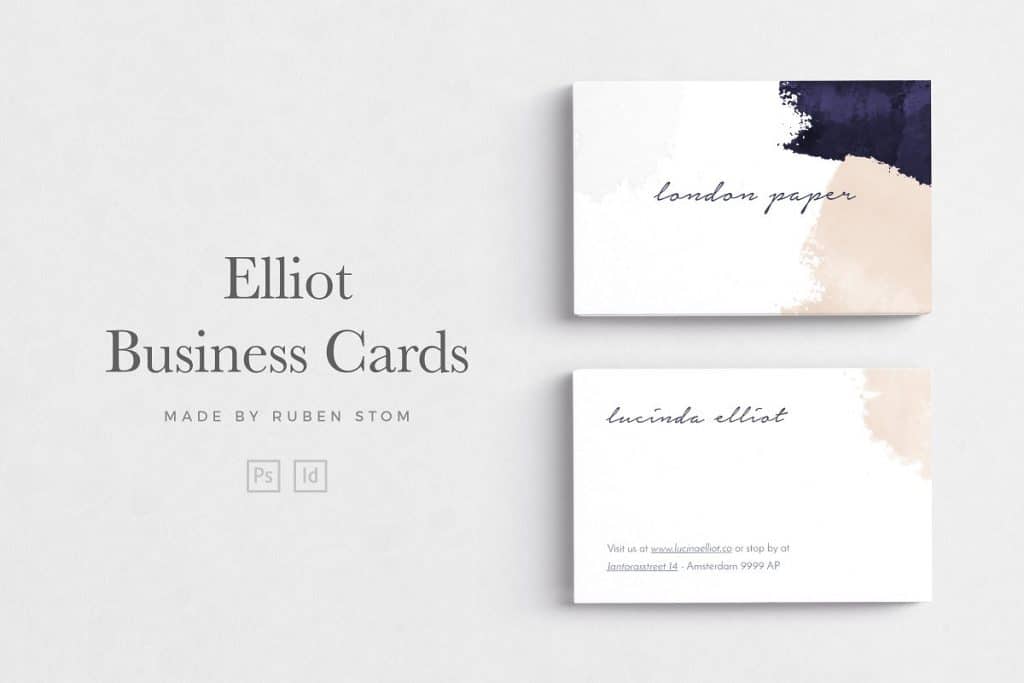 Stylish picturesque cards. White background and paint strokes.