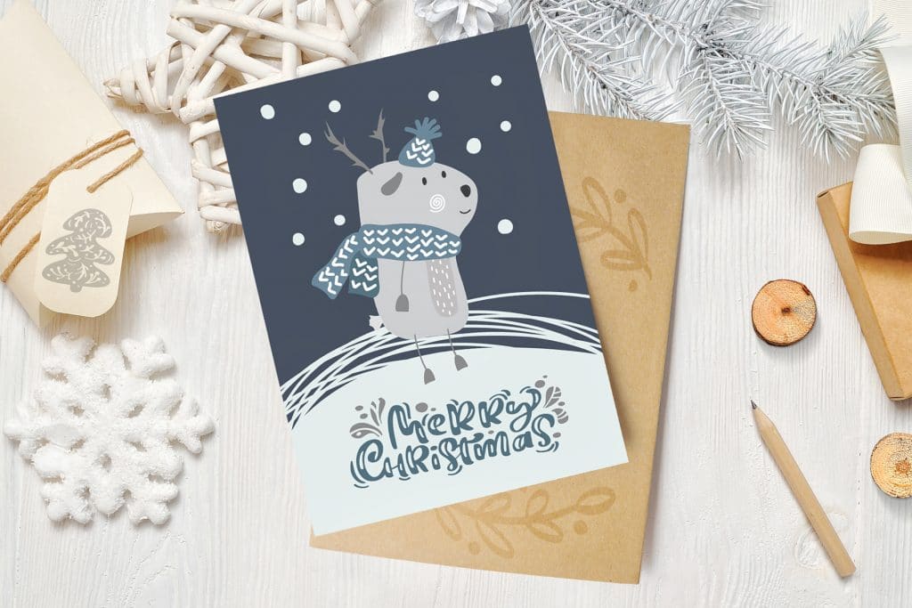 Beautiful Greeting Card With Christmas Deer