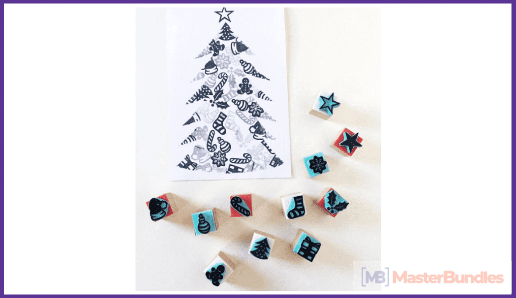 Christmas Rubber Stamps. Christmas Gifts for Artists