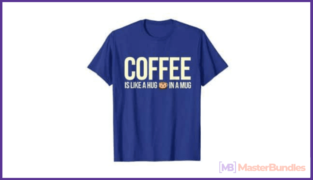 Blue T-shirt with original lettering for coffee lovers.