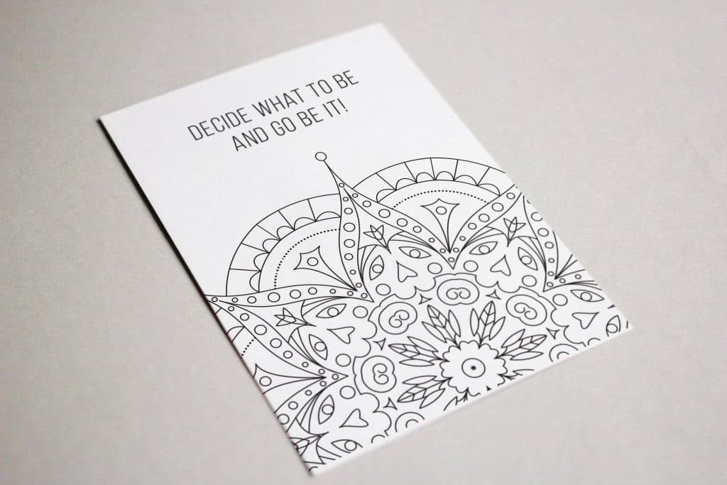 Decide What to Be Motivational Coloring Postcard Design