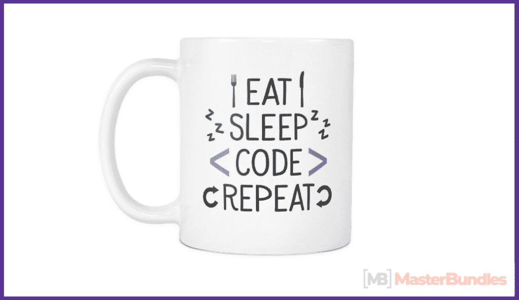 Eat Sleep Code Repeat Mug. Gift for Programmers