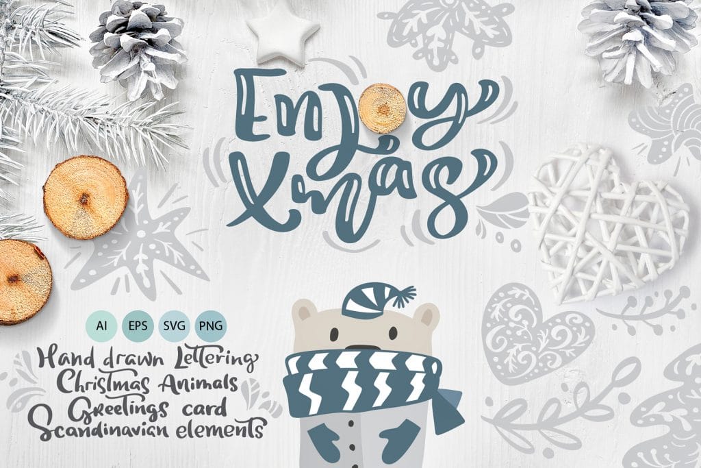 Hand Drawn Christmas Lettering In Scandinavian Design