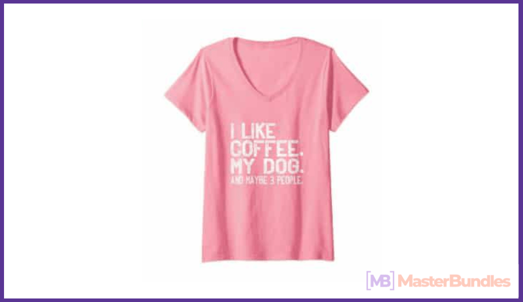 Women's pink coffee V-neck T-shirt.