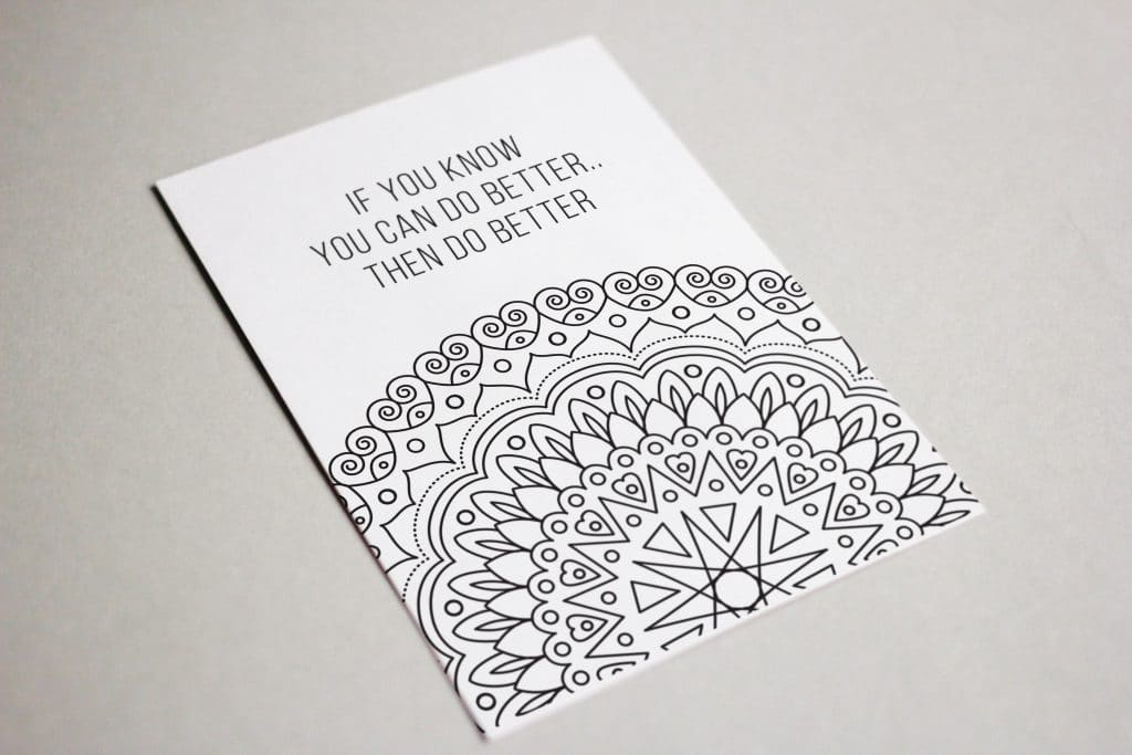 Motivational Coloring Postcard