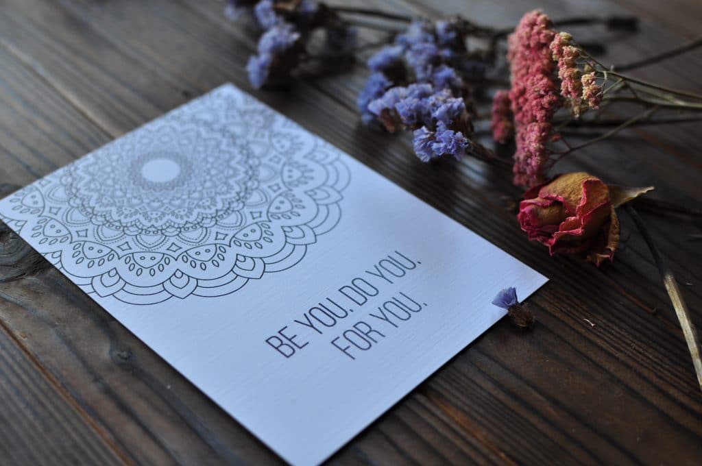 Motivational Mandala Coloring Postcard be You For Do You For You