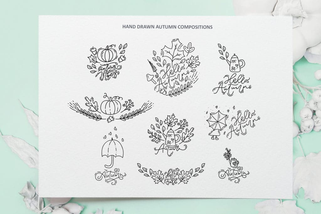 Nice hand drawn autumn compositions