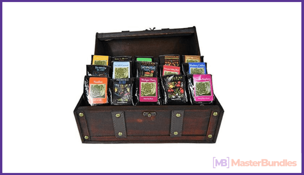 Coffee storage box. It is divided into fifteen blocks and was created in the style of the Middle Ages.