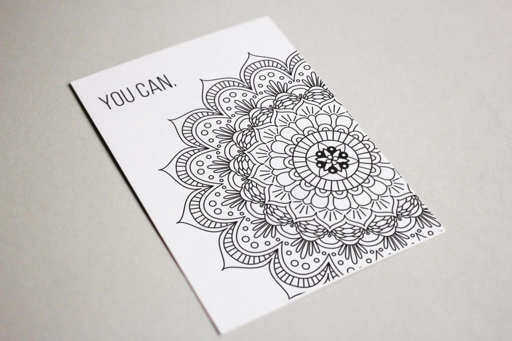 You Can Motivational Mandala Coloring Postcard