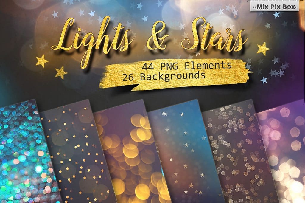 Lights & Stars Clipart + Backgrounds