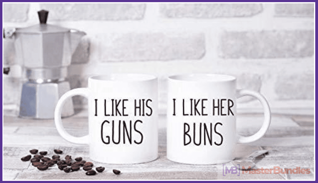 Cups for lovers and coffee lovers at the same time. The classic design and simple font will suit any decor.