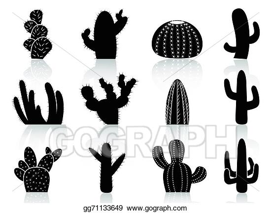 Cactus Silhouettes. Cactus clipart.