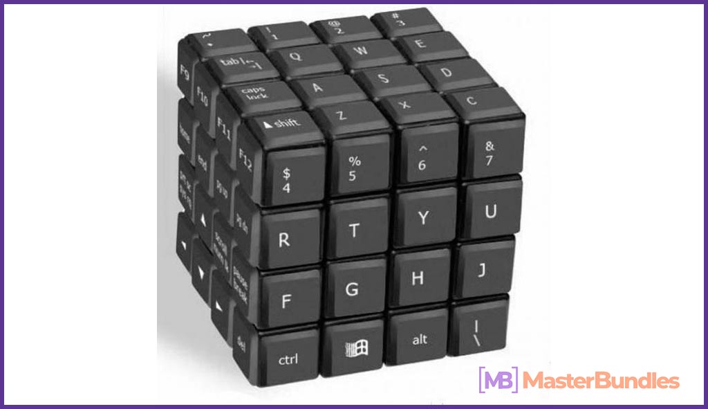 Rubik's cube, but instead of colors keyboard.