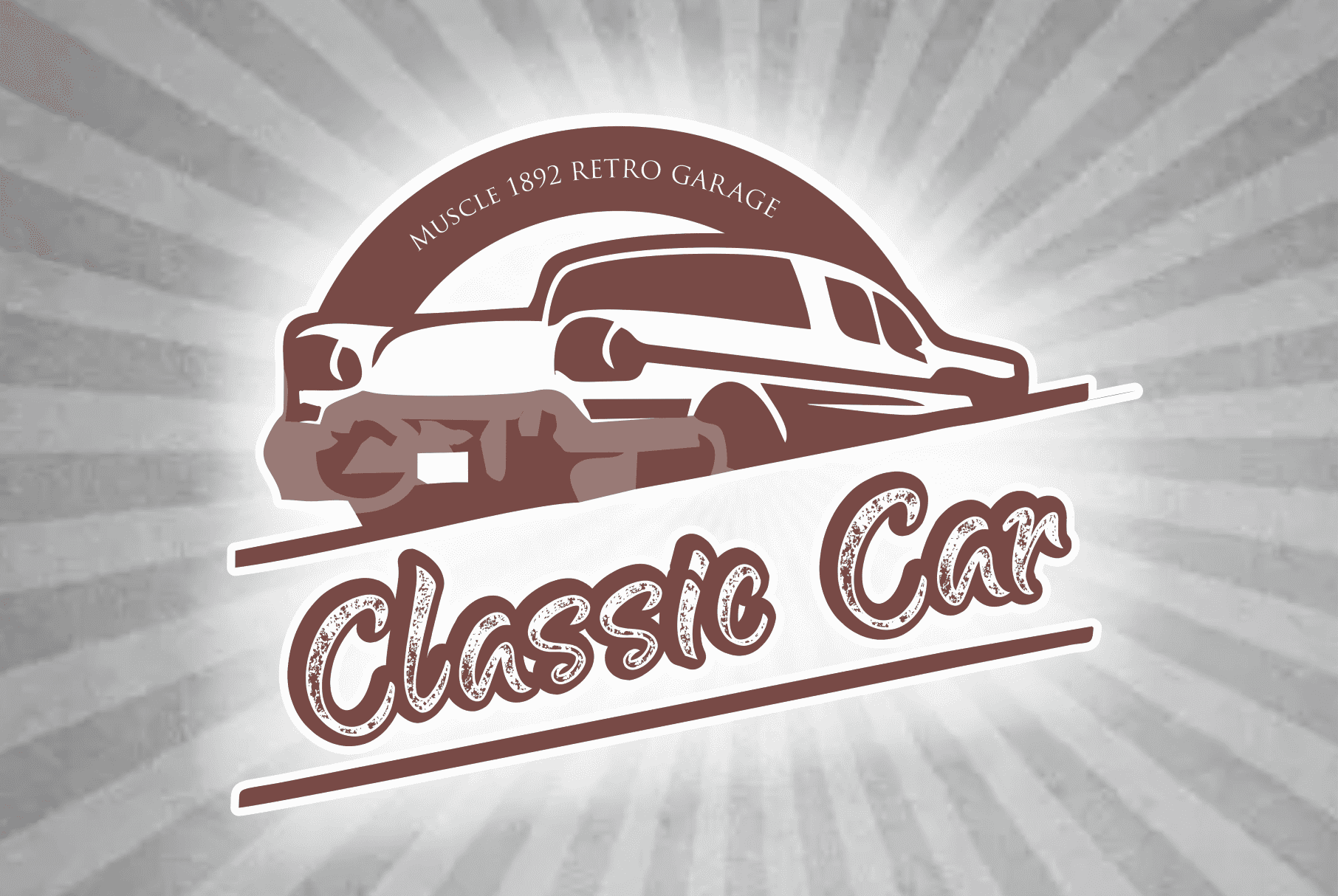 Brown vintage illustration with car.