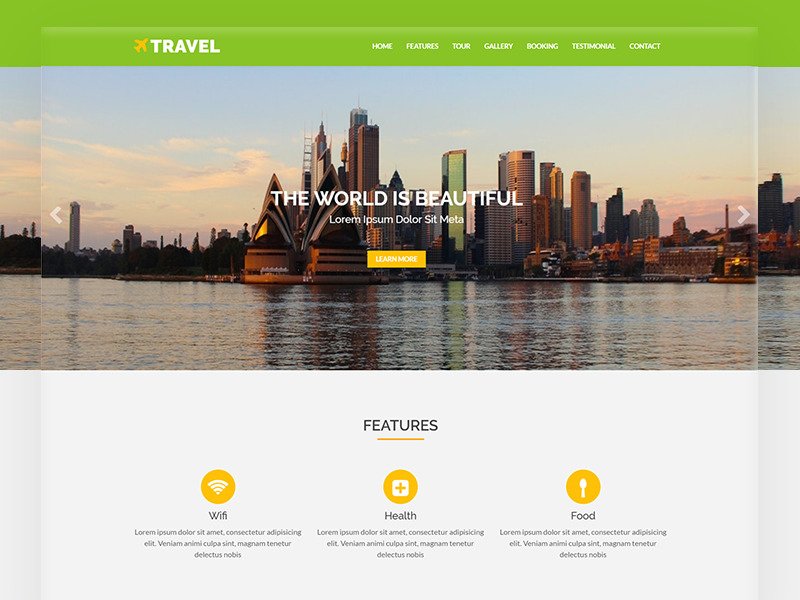 Light green landing page to highlight your travel life.