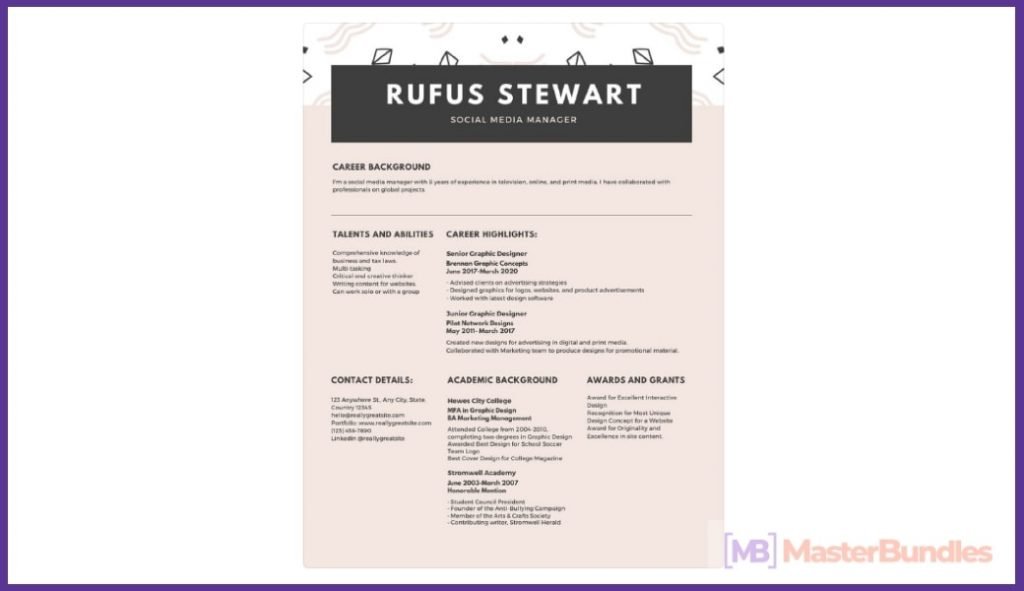 free chronological resume template 2020