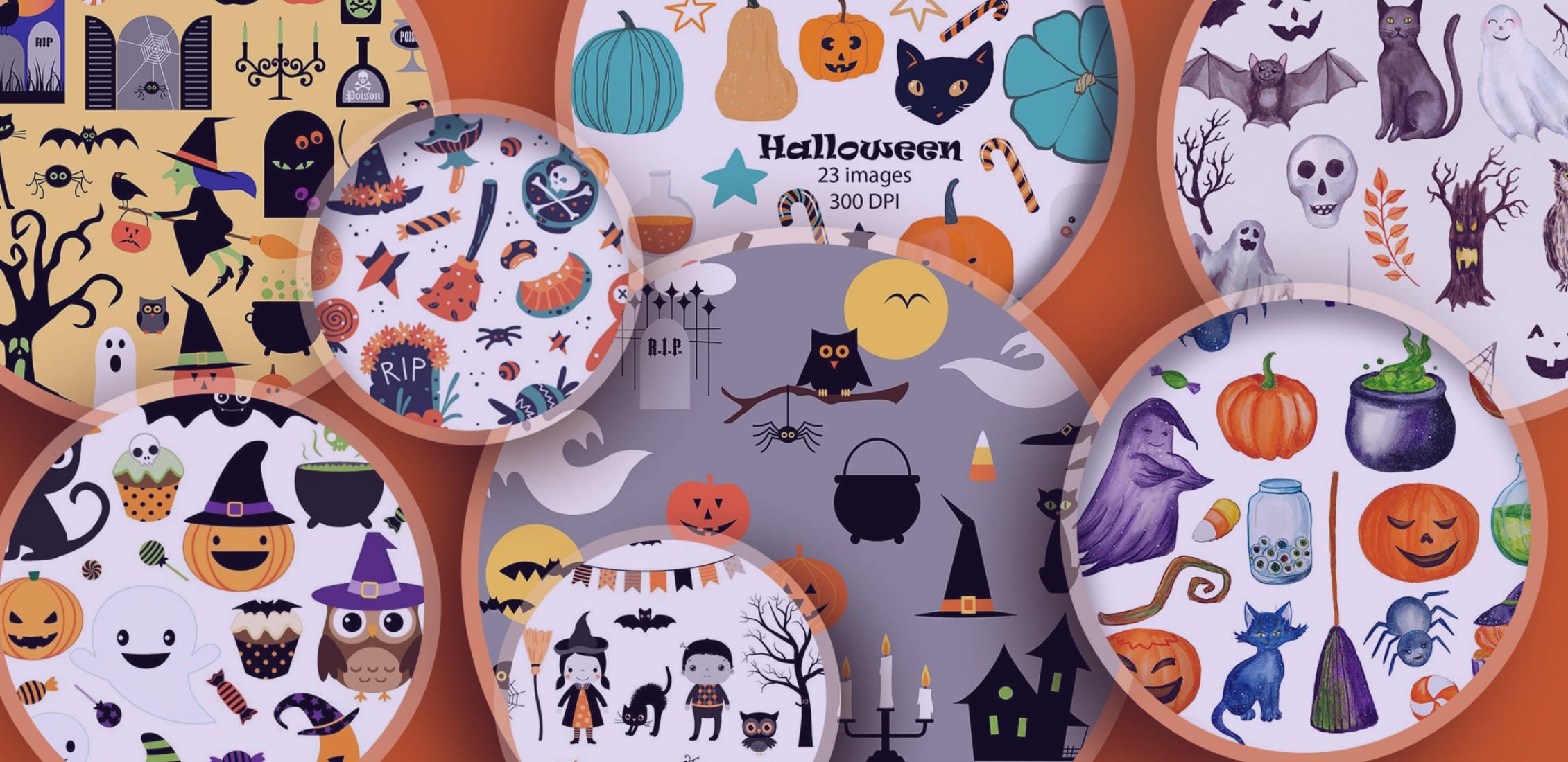 Examples of Halloween clipart.