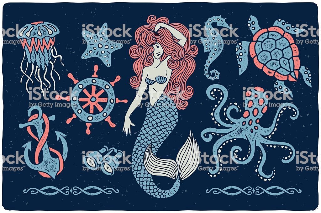 vintage mermaid clipart