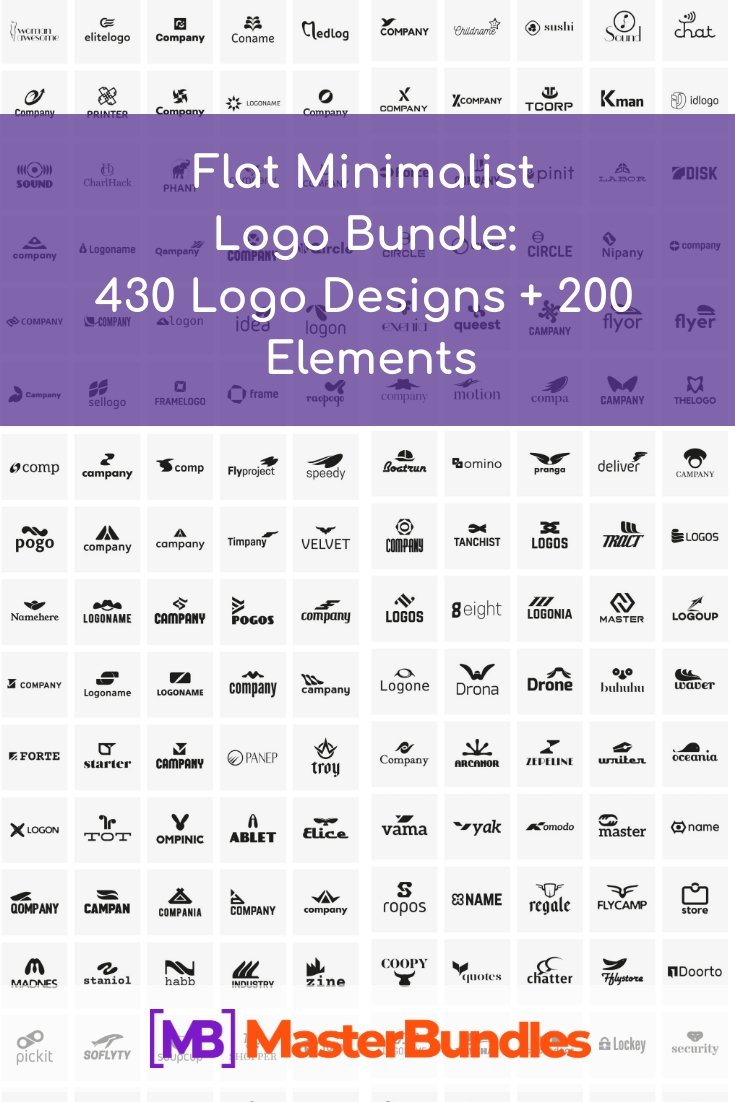 Flat Minimalist Logo Bundle. Pinterest Image.