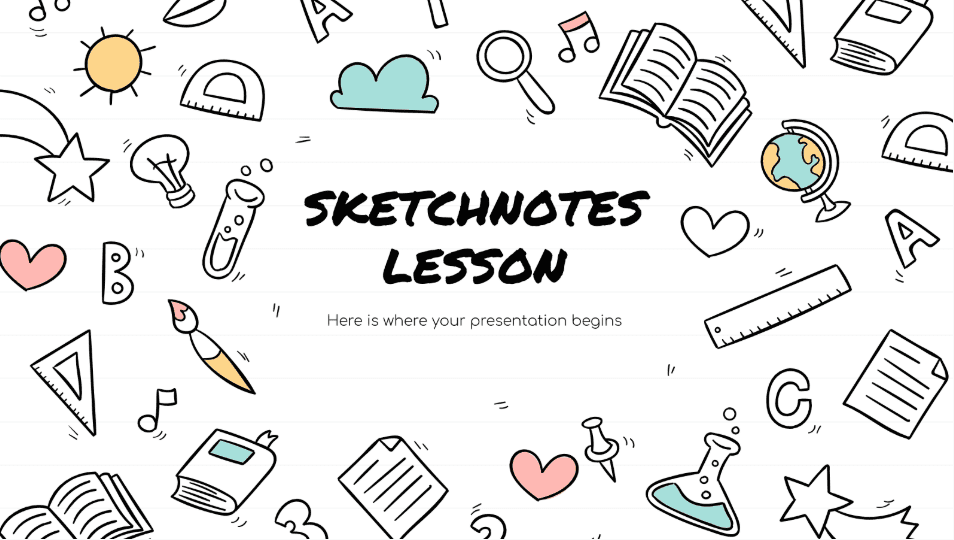 Sketchnotes Lesson Presentation. Google Slides Themes for Education.