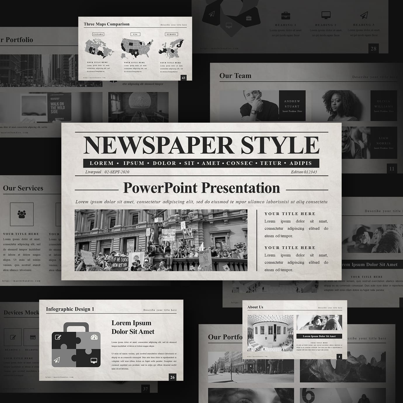 newspaper style presentation