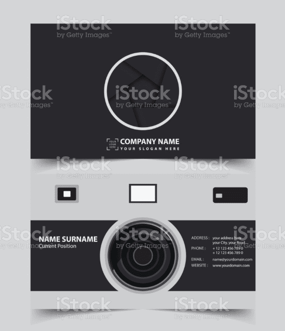 Matte dark card with lens.