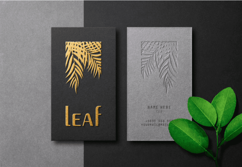 Premium cards with matte finish and embossed logo.