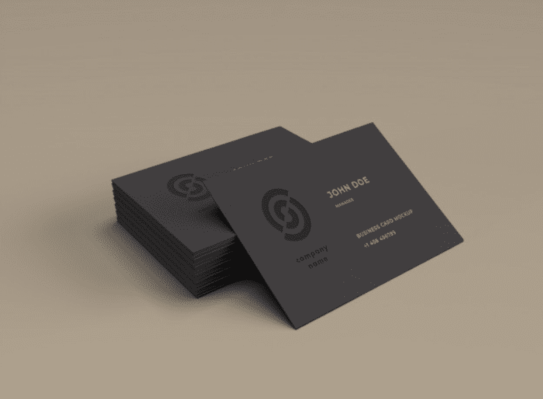 Matte black cards with glossy logo.