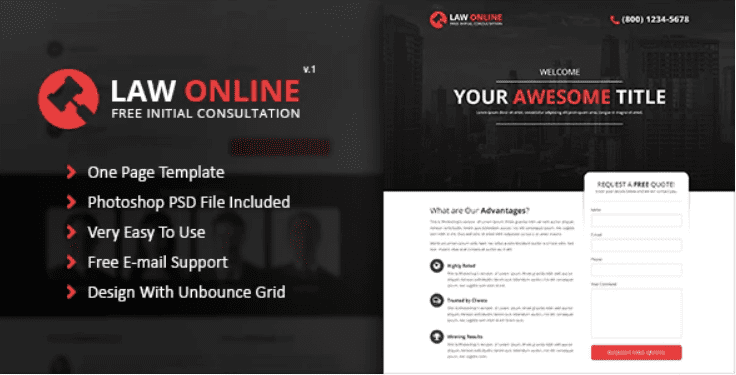 Dark template with white application form and red font.