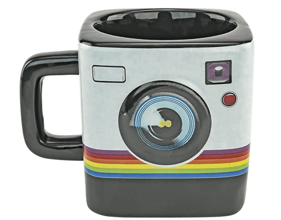 A mug in the form of the first instagram icon. Very stylish and retro to some extent.