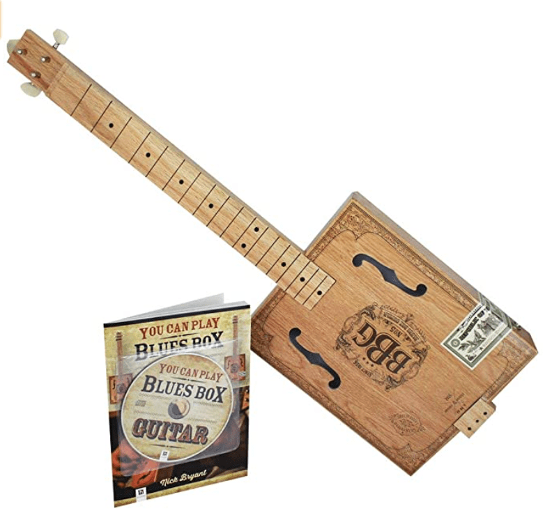 This complete kit contains everything you need to become a blues guitar aficionado instantly: a history of the cigar box guitar, info about the parts of the blues box guitar and how to tune it, exercises and play-along tracks that will help you strum with ease.