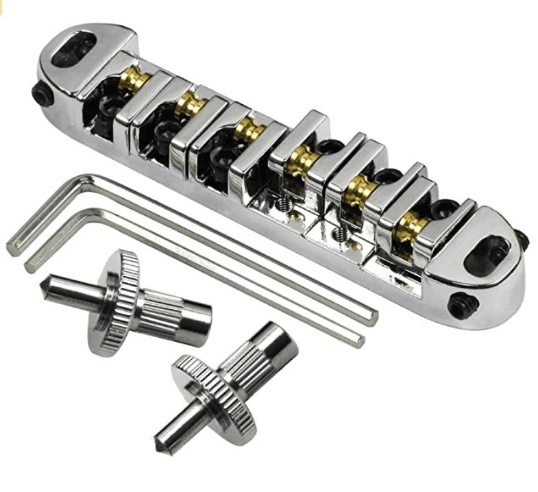 FLEOR Chrome Tune-o-Matic Bridge Guitar Roller Bridge w/Small Studs Fit Gibson Epiphone Les Paul SG Guitar Part.