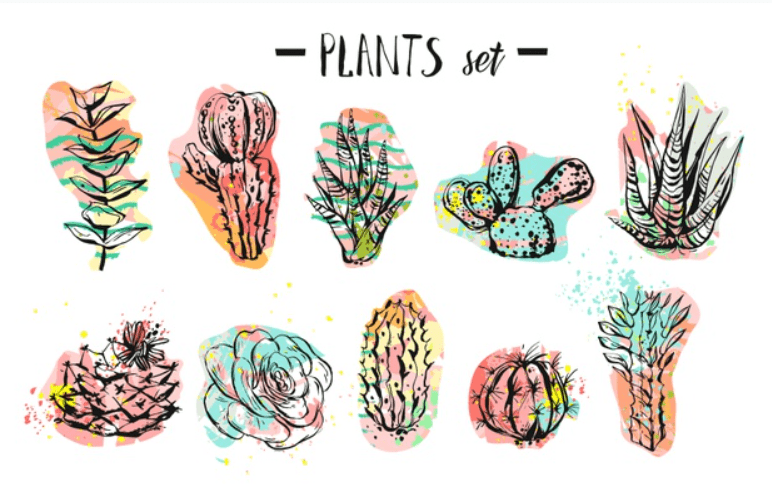 Premium Vector, Cactus cartoon hand drawn style