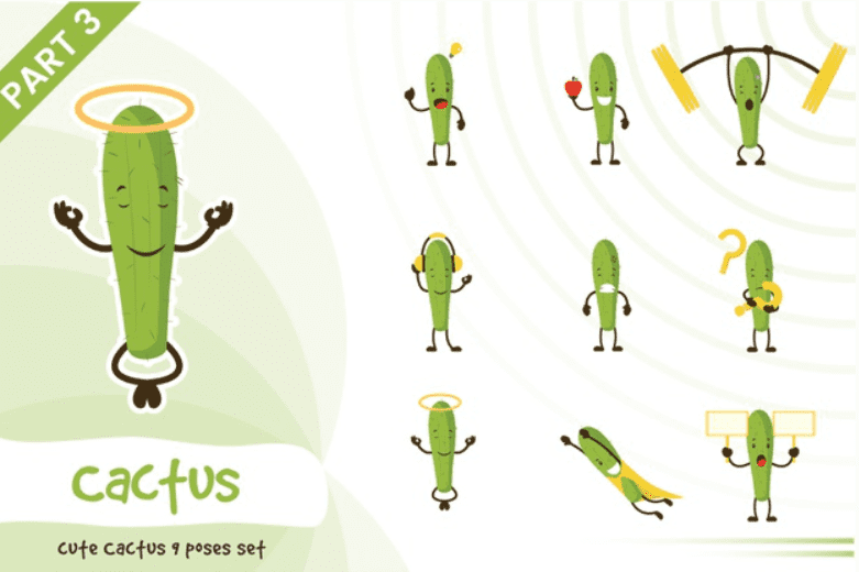 Premium Vector, Cactus kawaii