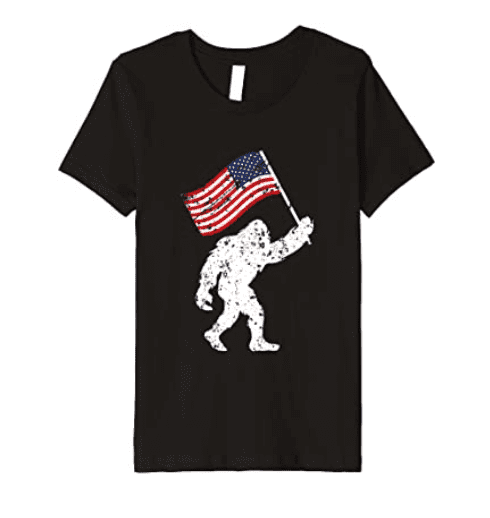 Bigfoot America Flag Fireworks Patriotic Yeti Monster Premium T-Shirt