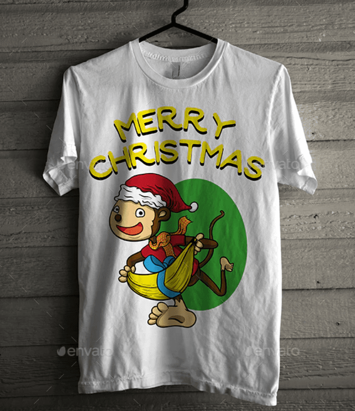 Christmas T-Shirt with Cute Monkey Theme.