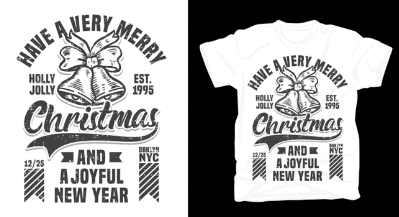 ave a very merry Christmas and a joyful New Year typography t shirt Premium Vector.