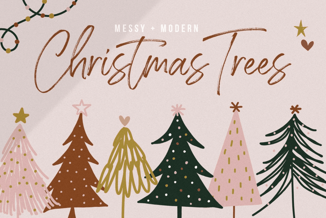 Modern Christmas Trees Illustrations by KA Designs.