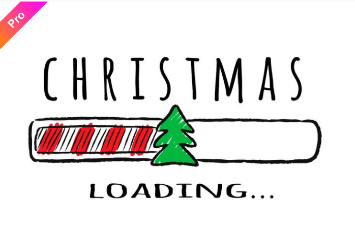 Progress bar with inscription - Christmas loading and fir-tree in sketchy style.