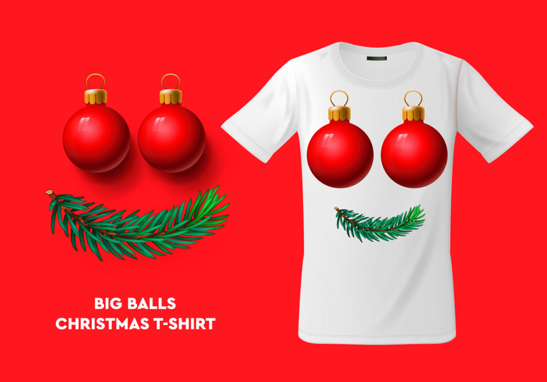 Big balls Christmas t-shirt design modern print vector image.