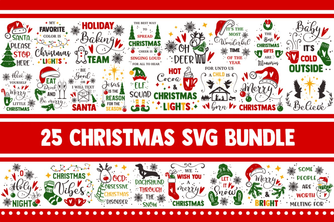 Christmas SVG Bundle Winter SVG PNG by CrystalGiftsStudio.